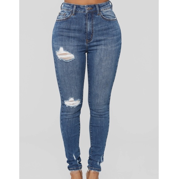Fashion Nova Denim - Dream Girl High Rise Skinny Jeans - Medium Blue
